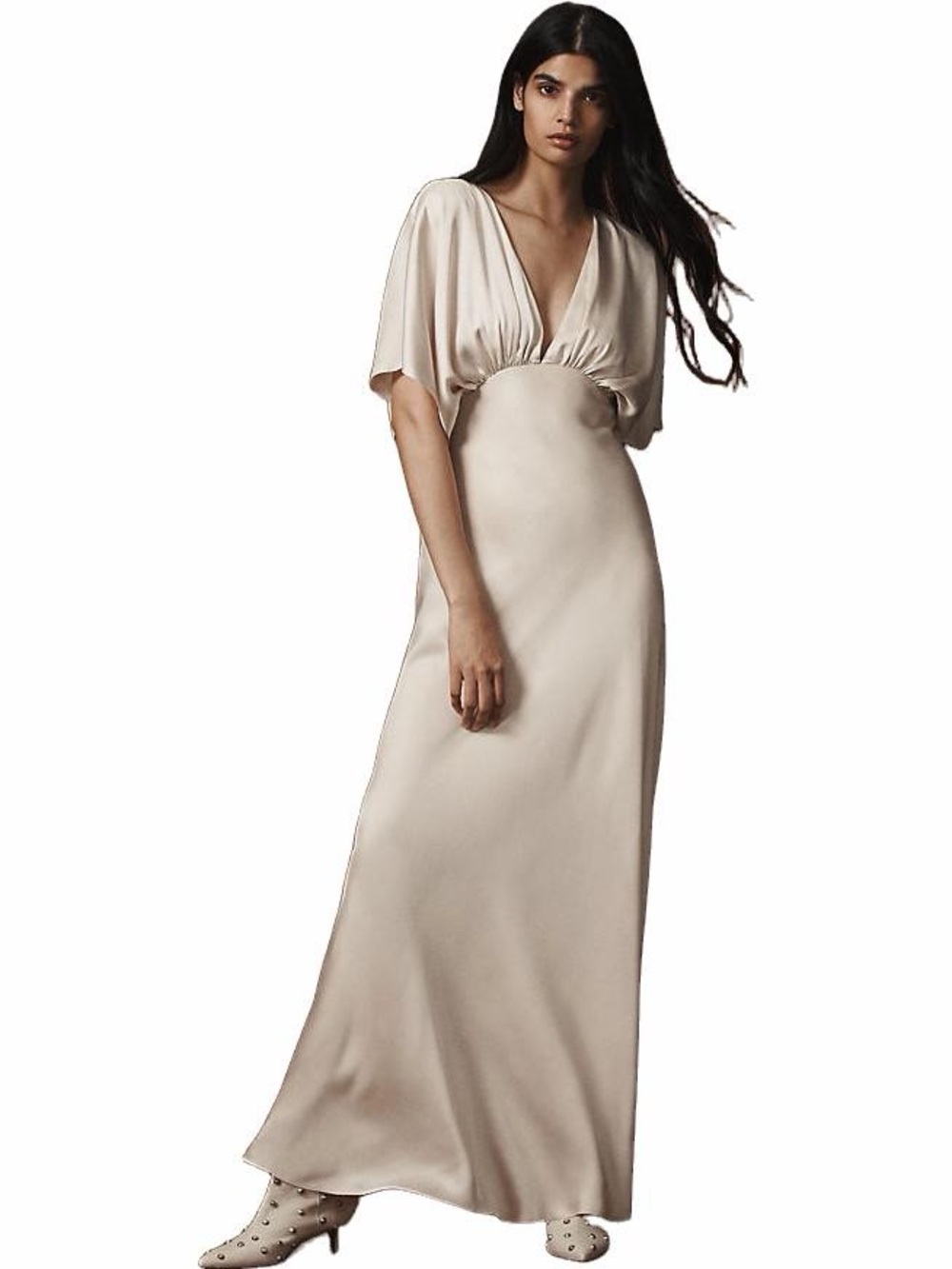 BHLDN Amelia Champagne Satin Maxi Dress